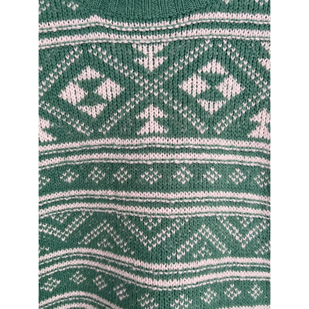 American Eagle Sweater Green White Fair Isle Knit Pullover Boho SoftGirl Cozy XS - Picture 3 of 9